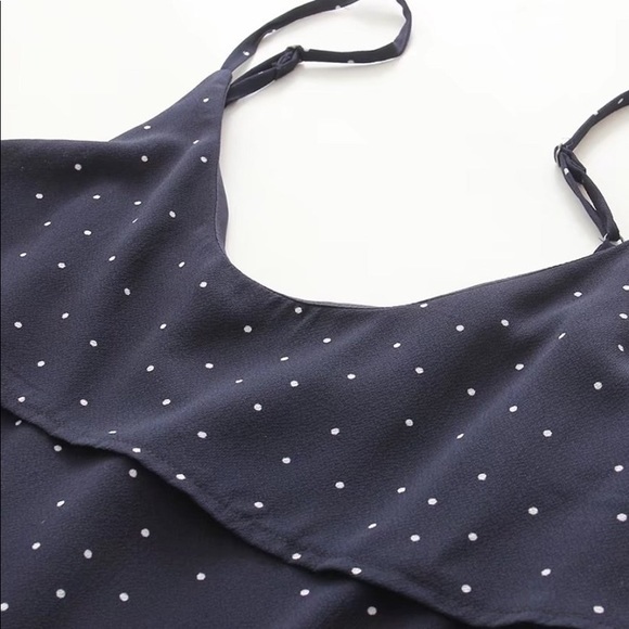 🆕Navy polka dot ruffle trim Cami strap dress - Picture 2 of 8